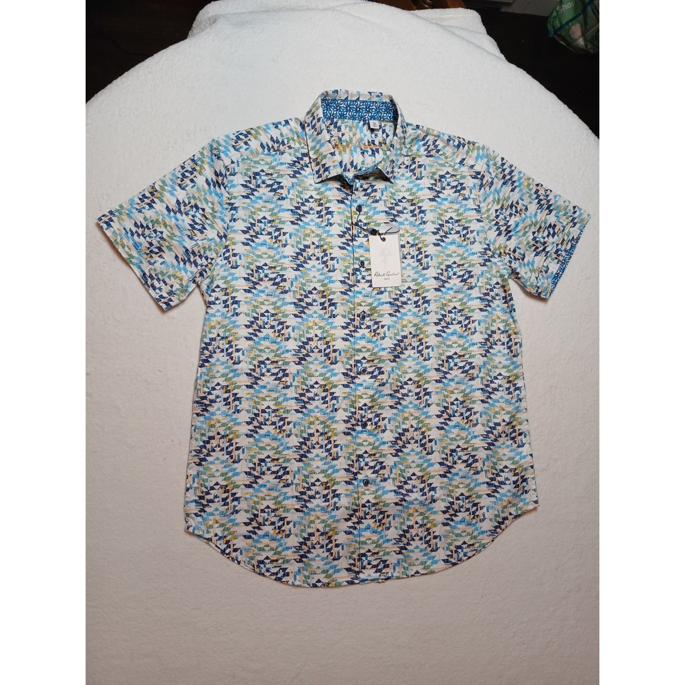 NWT Robert Graham Collins Shirt Men Medium M Classic Fit Short Sleeve Geometric